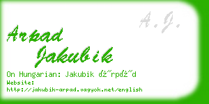 arpad jakubik business card